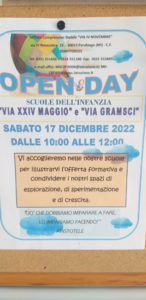 Qui la locandina dell'open day alle Scuole dell'Infanzia