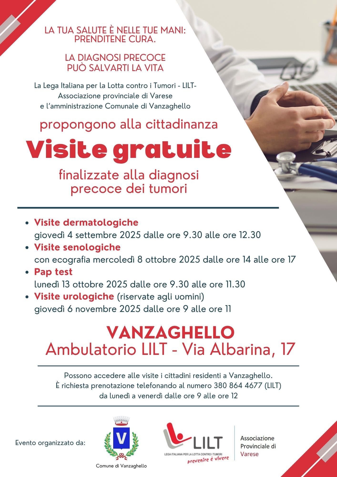 Controlli gratuiti con la LILT a Vanzaghello: prevenzione e salute dal 4 settembre